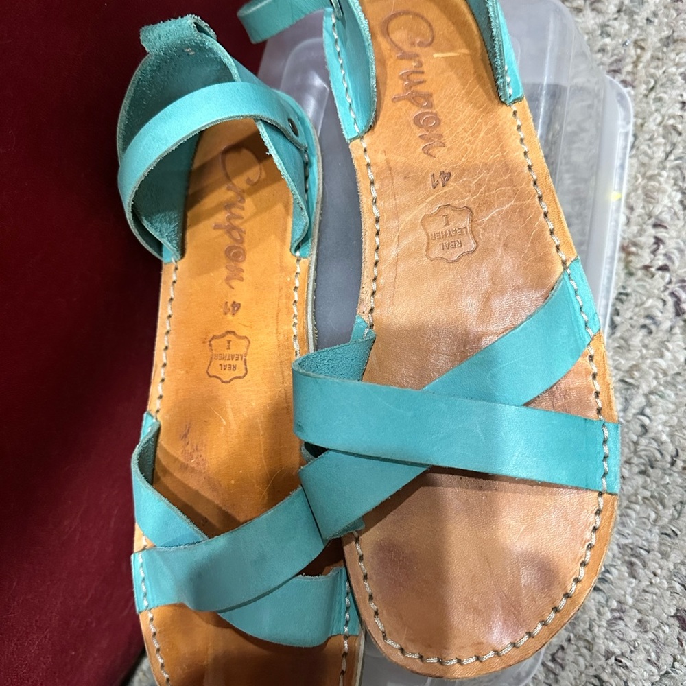 Women's Aqua Leather Sandals